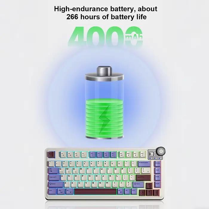 Clavier mécanique de jeu AULA AU75 2.4G/BT/Filaire 81 touches Hot Swappable RGB