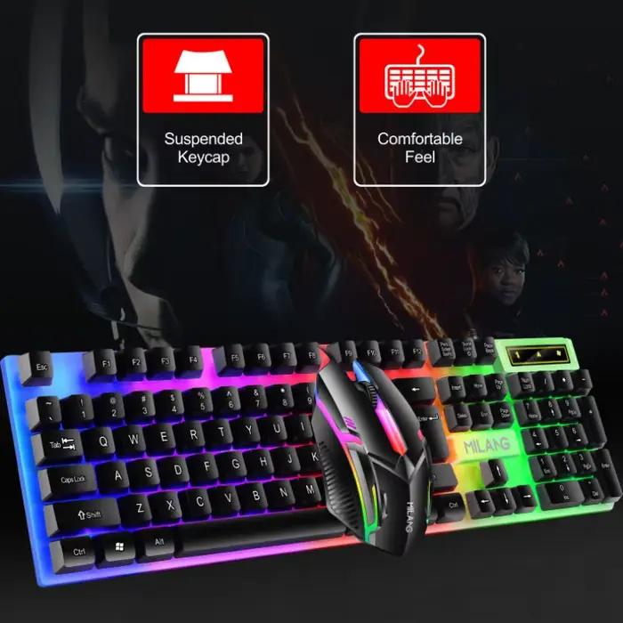 Clavier et souris filaires rétroéclairés arc-en-ciel