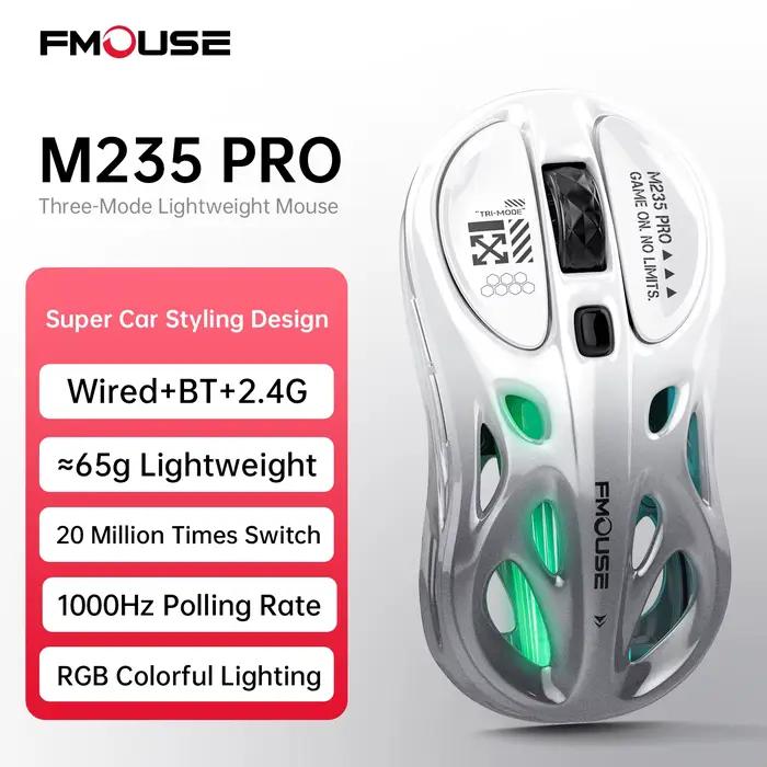 FMOUSE M235Pro souris sans fil Bluetooth e-sports trois modes ordinateur portable jeu de bureau RGB creux léger modélisation de voiture de sport
