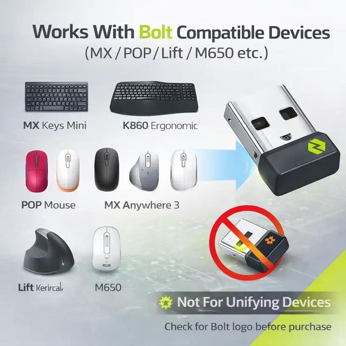 Adaptateur sans fil double interface pour les appareils compatibles Logitech Bolt
