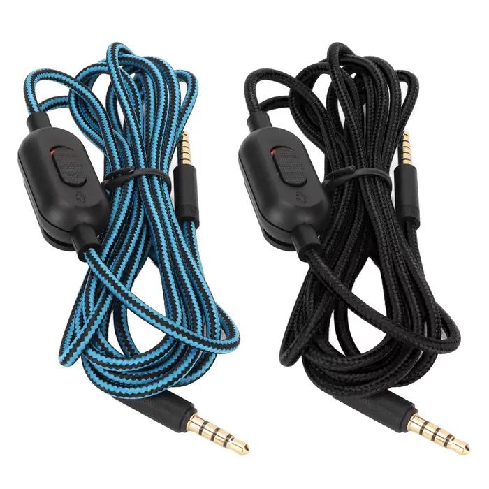 Câble tressé pour casque de jeu avec contrôle du volume et interrupteur muet