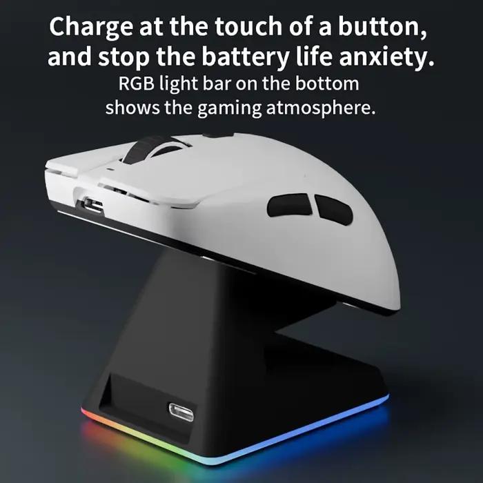 Darmoshark X5 souris de jeu 7 touches PAW3395 Double 8K filaire sans fil 26000 DPI RGB Base de charge magnétique