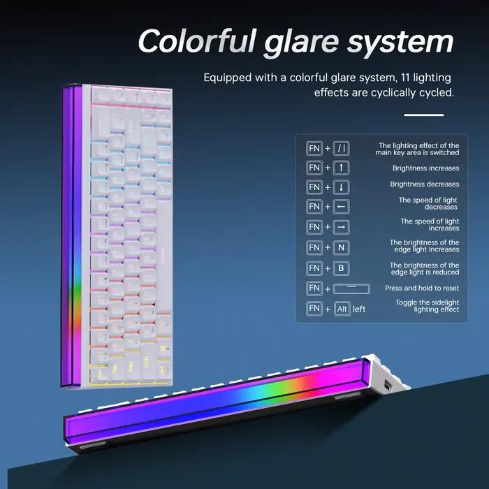 Nouveau Ajazz Nacodex Nk68 clavier mécanique Terrain keycap barre lumineuse Rgb 68 touches filaire bureau de jeu