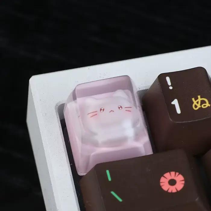 1PC mignon dessin animé Kt chat Keycap axe translucide clavier mécanique