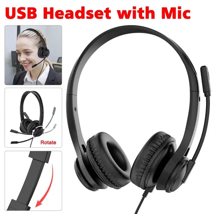 3.5mm/USB casque d'ordinateur avec Microphone antibruit chat réseau enseignement vidéoconférence stéréo filaire