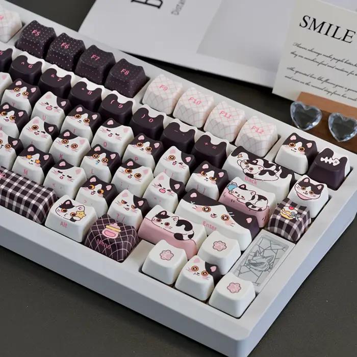 Jeu de capuchons de touches chat vache PBT 129 touches MAO