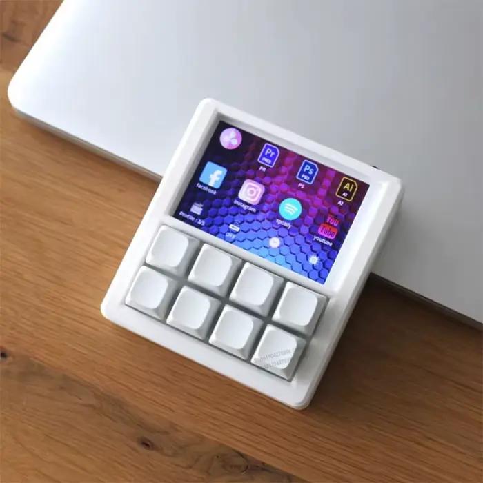 Clavier de bureau programmable DIY rapide avec 8 touches macro et écran LCD de 3
