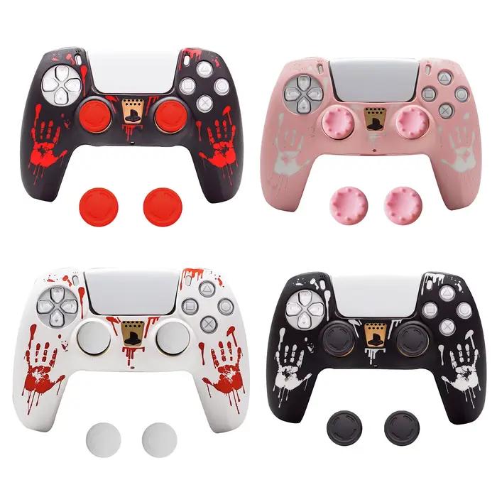 Housse de manette en silicone avec motif d'empreintes de mains ensanglantées