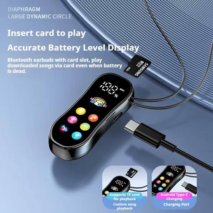 Lavalier HD écran Bluetooth casque 30H jouer Surround son casques réduction du bruit sans fil écouteurs mains libres dans HD micro