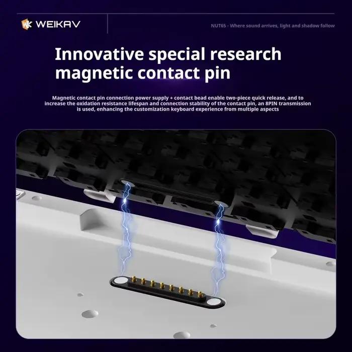 Weikav Nut65 Kit de clavier de jeu filaire sans fil mécanique Tri-Mode 6000mAh éclairage insonorisant rythme Argb bricolage