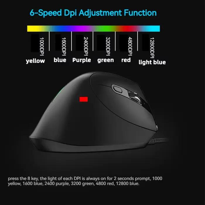 ZELOTES T-50 USB filaire souris optique verticale 9 boutons rvb 12800 DPI réglable pour PC ordinateur de jeu accessoires informatiques