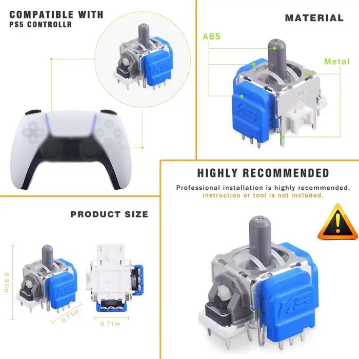 Lot de 2 à 4 à 10 joysticks électromagnétiques TMR pour manette PS5