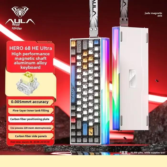 Clavier mécanique de jeu AULA HERO 68HE PRO/ULTRA avec interrupteurs magnétiques