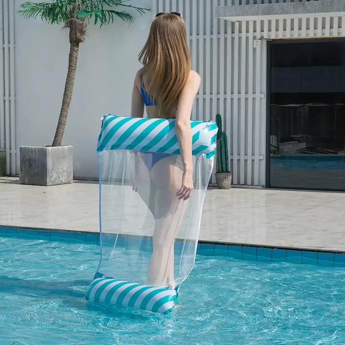 Hamac flottant pliable, chaise longue flottante, polymère de piscine gonflable, lit inclinable, matelas pneumatique de natation, accessoires de piscine