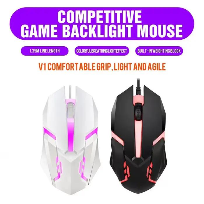 Souris de jeu filaire LED lumineuse à 3 touches