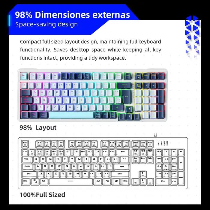 THUNDEROBOT K98 clavier mécanique filaire rvb 98% Compact disposition TKL