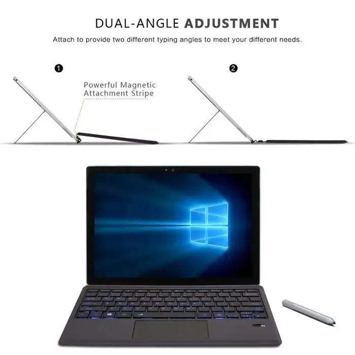 Clavier Trackpad Retroéclairé Bluetooth TOSINCEN pour Microsoft Surface Pro 3 4 5 6 7 7+ avec support de plusieurs langues et options de couleurs multiples