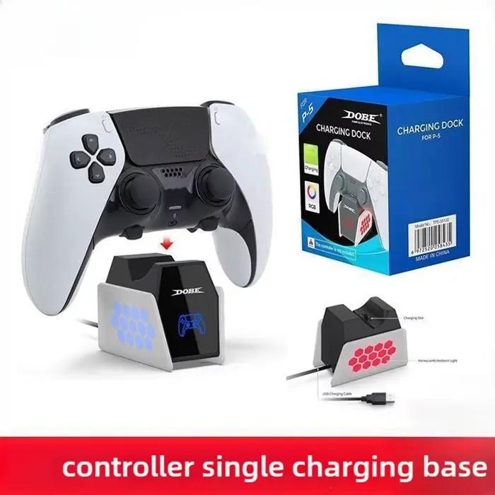 Chargeur de manette de jeu pour PS5 avec lumière RVB station d'accueil de charge rapide manette sans fil accessoire de jeu occasion spéciale gaming atmosphère unique et personnalisable