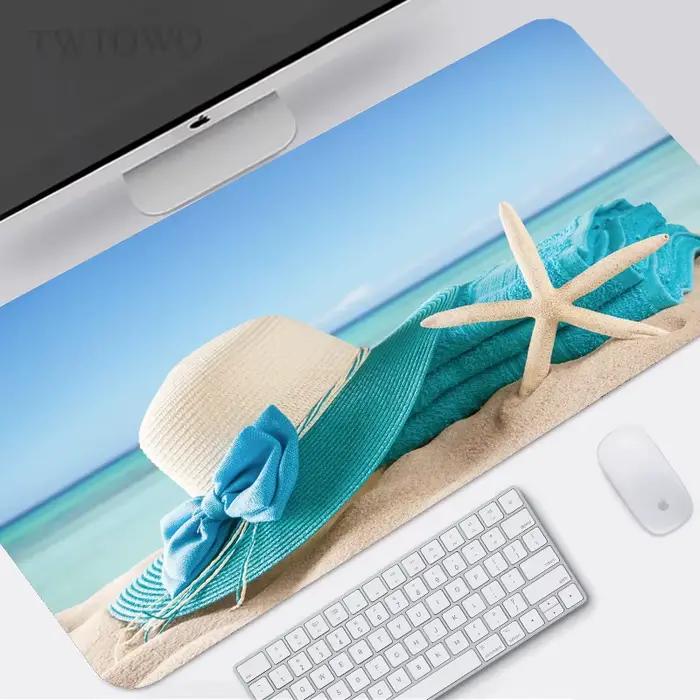 Bleu ciel plage tapis de souris jeu XL nouveau personnalisé grand