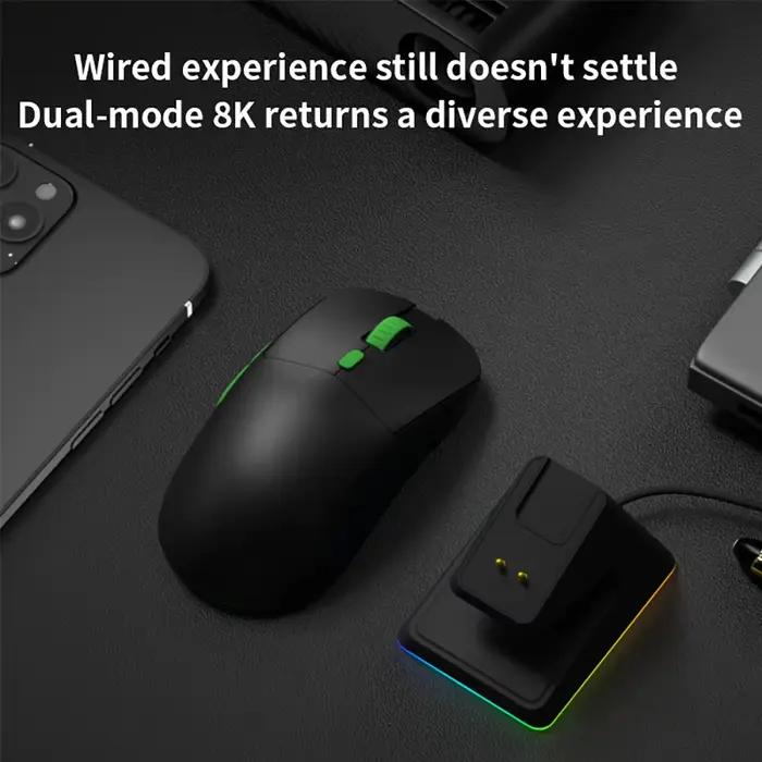 Darmoshark X5 souris de jeu 7 touches PAW3395 Double 8K filaire sans fil 26000 DPI RGB Base de charge magnétique