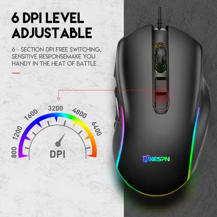 Souris de jeu filaire avec rétroéclairage rvb