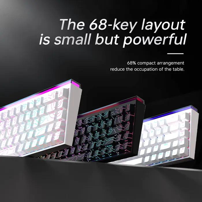 Nouveau Ajazz Nacodex Nk68 clavier mécanique Terrain keycap barre lumineuse Rgb 68 touches filaire bureau de jeu