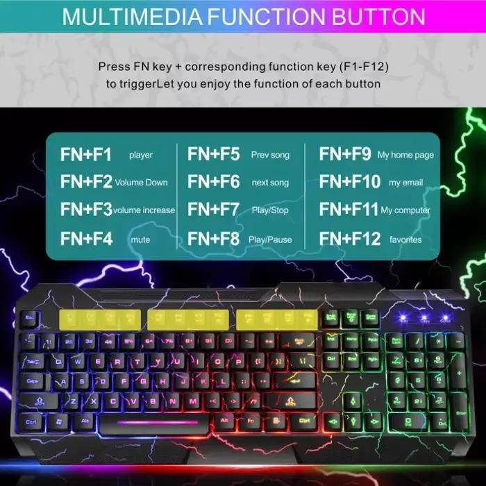 Ordinateur de bureau filaire clavier de jeu souris sensation mécanique lumière LED rétro-éclairé