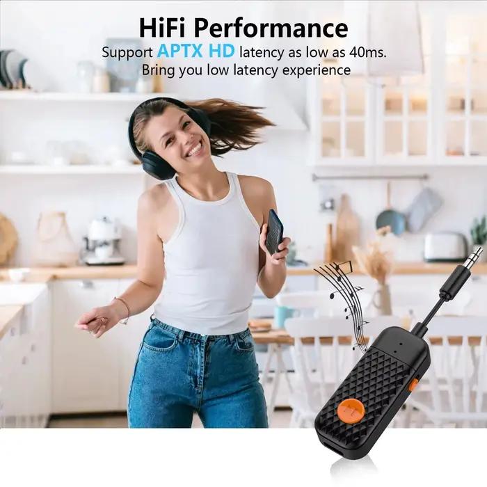 Émetteur-récepteur Bluetooth 5.4 3.5mm Aux 2-en-1 Adaptateur audio sans fil pour TV Casque Radio de voiture Vol Lecteur MP3 Haut-parleur