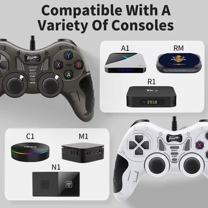 Contrôleur de jeu filaire avec 360 ° Manette 3D pour PS3/PS2/PS1/Steam/console de jeu/TV/ordinateur portable