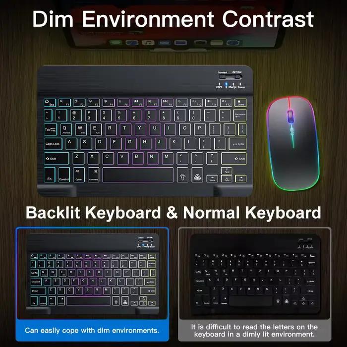 Pour iPad Xiaomi clavier avec souris rétro-éclairage