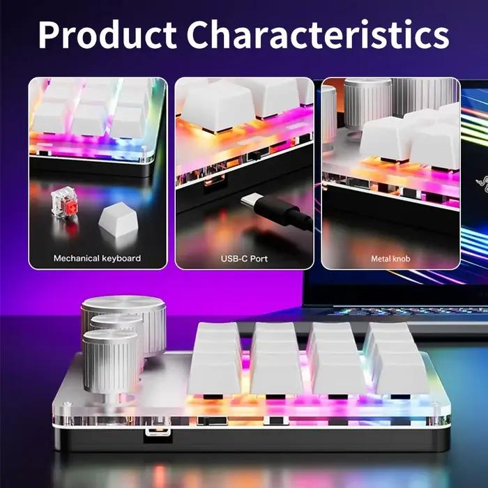 Programmation sans fil Bluetooth Macro personnalisé 16 touches 3 boutons clavier 3 Modes rvb copier coller