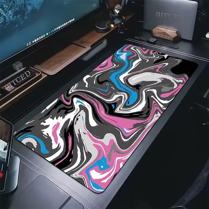 Tapis de souris XXL noir et blanc Strata Liquide avec design anime, repose-poignet intégré, caoutchouc de haute qualité, épaisseur de 2mm à 5mm, parfait pour gamers, professionnels et utilisateurs occasionnels, idéal pour offrir, disponible en plusieurs couleurs