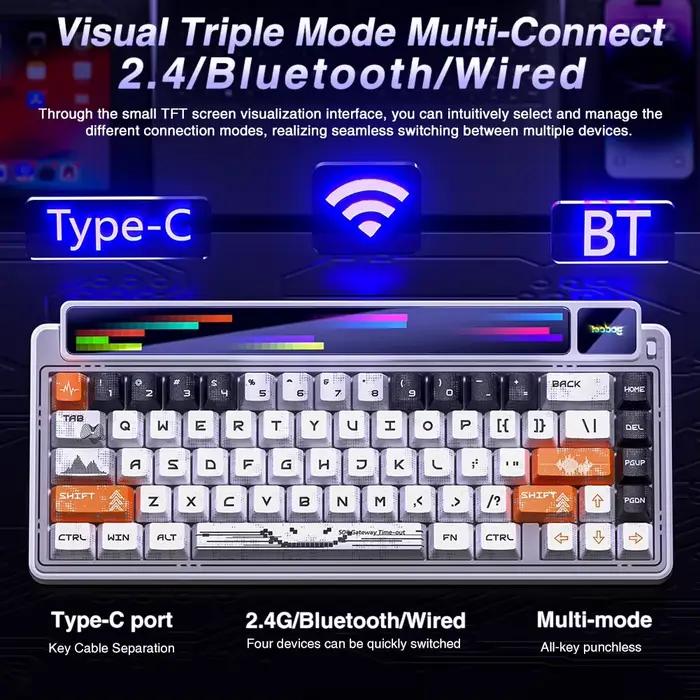 LEOBOG AMG65 clavier mécanique TFT écran LED rvb échange à chaud Bluetooth 2.4G