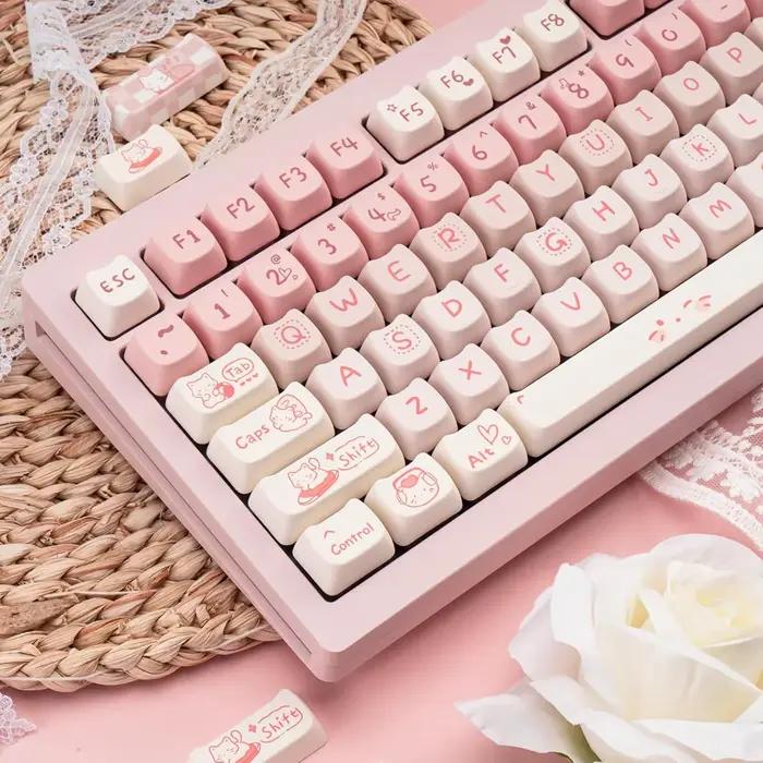 Pink Kitten, Girl MAO Keycap PBT 134 touches