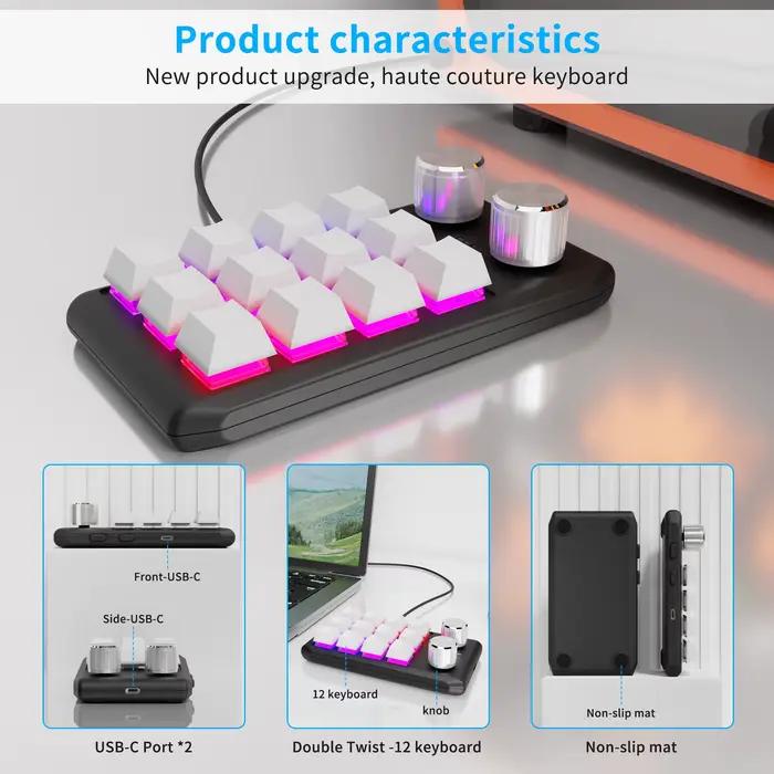 Mini clavier de programmation personnalisé 12 touches 2 boutons