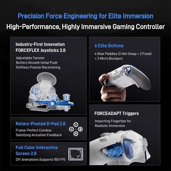 2025 Flydigi Apex 5 contrôleur de jeu Foraceadapt alliage Joystick 2.0 levier Force-Transfer Structure Force retour déclencheur manette de jeu