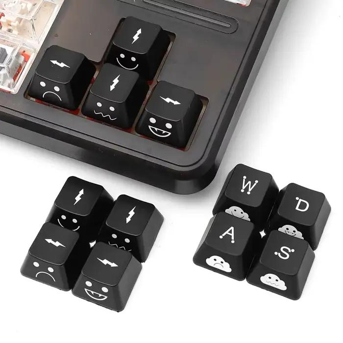 Capuchons de touches Emo mignons design emoji personnalisables pour clavier mécanique rétroéclairage compatible avec WASD et touches de direction occasions spéciales