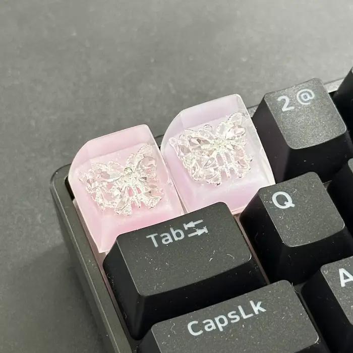 Clavier mécanique bricolage translucide papillon Keycaps résine Artisan
