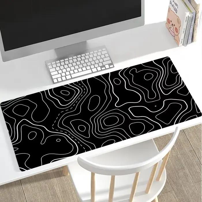 Grand tapis de souris de jeu noir et blanc HD