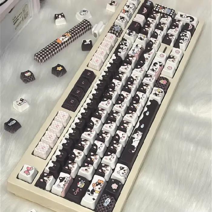 Jeu de capuchons de touches chat vache PBT 129 touches MAO