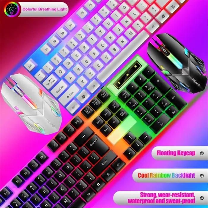 Clavier et souris filaires rétroéclairés arc-en-ciel