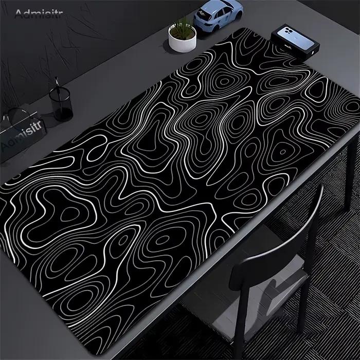 Tapis de bureau XXL noir et blanc Strata liquide
