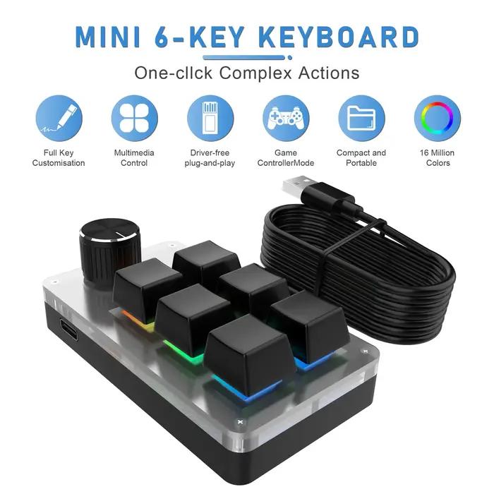 6 touches 1 Mini bouton clavier rvb pour Photoshop USB