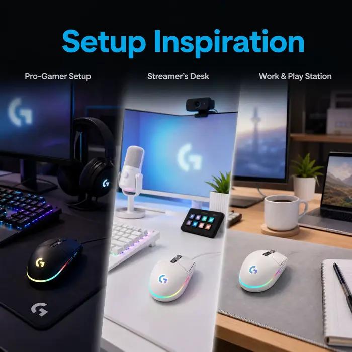 Souris de jeu filaire Logitech G102 rétroéclairage RGB capteur optique 8000 DPI 6 boutons programmables pour joueurs PC et ordinateur portable