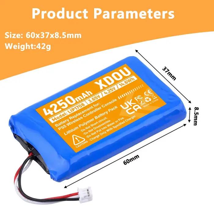 Batterie de contrôleur PS5 lithium-ion 4250mAh pour PlayStation 5 DualSense CFI-ZCT1W six couleurs pour personnalisation gaming sans interruption