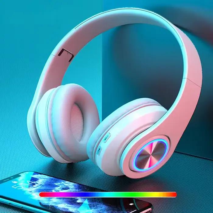 Casques Gamer casque Bluetooth Surround son stéréo sans fil écouteur USB avec MicroPhone lumière colorée PC ordinateur
