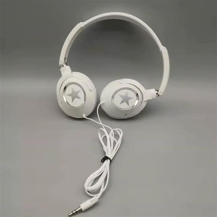 Casque audio filaire flexible Hi-Fi Stéréo Supra-auriculaire Noir Blanc avec suppression du bruit Pliable