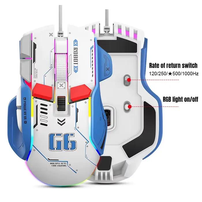 Souris de jeu mécanique filaire FreeWolf G6