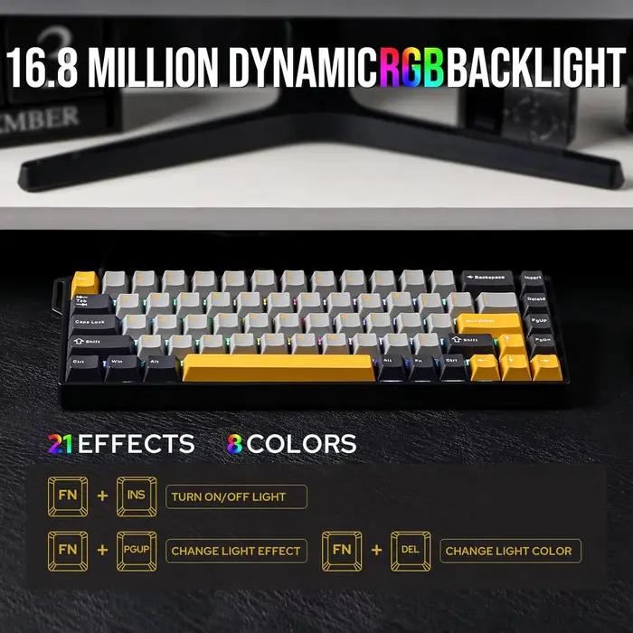 AULA WIN68 HE WIN60 MAX Ver clavier avec capuchons de touches PBT échangeable à chaud E-sports puce RT