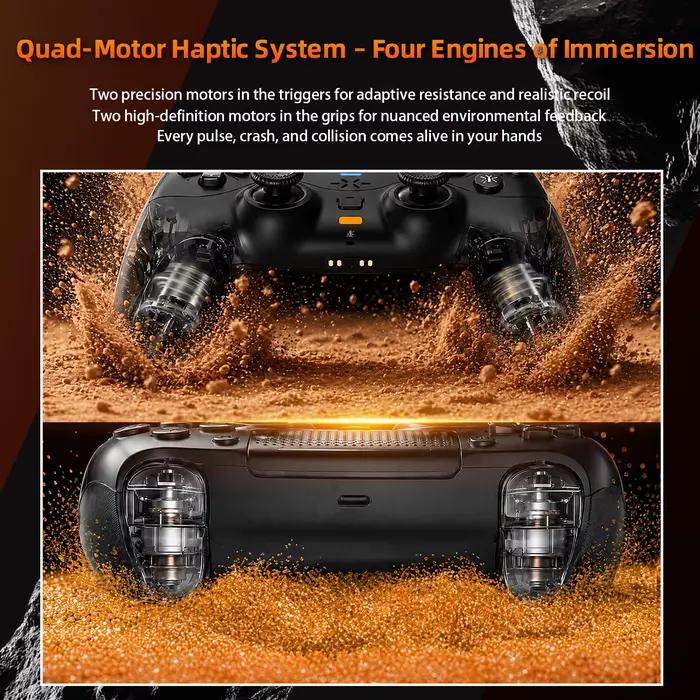 Manette de jeu GAMROMBO PS5/PC contrôleur sans fil gâchettes adaptatives retour haptique double choc moteur linéaire contrôle de jeu occasions spéciales gaming
